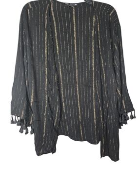 Star Scene Los Angeles black & Gold lightweight kimono wrap Size LARGE